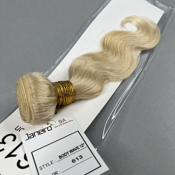 12” Body Wave #613 Platinum Blonde Unprocessed Brazilian Human Hair Extensions - Picture 4 of 5